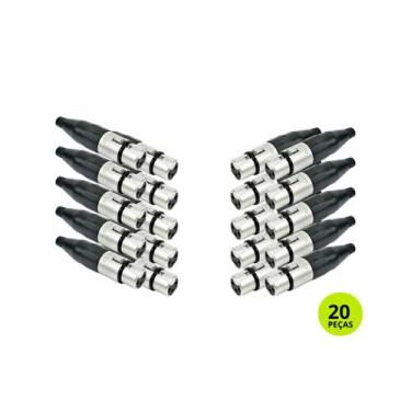 Imagem de Kit 20 Conectores Cannon Femea 3 Polos Santo Angelo Xlr Sa2x