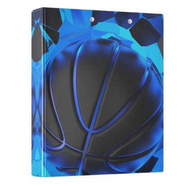 Imagem de Fichário com 3 anéis de basquete com iluminação azul de 3,8 cm, fichário redondo com 200 folhas para crianças, material escolar, mulheres e homens, escritório, 1 pacote