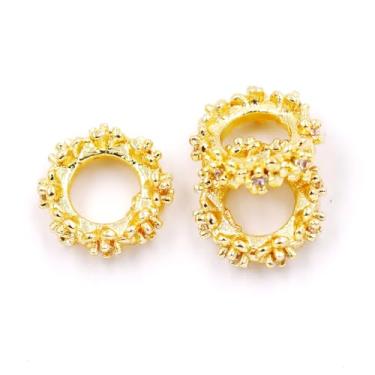 Imagem de Malahill Contas espaçadoras de zircônia cúbica para fabricação de joias 20 peças 8 x 3 mm ouro 18k