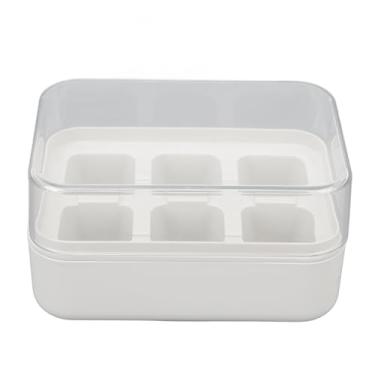 Imagem de Bandeja de cubo de gelo de silicone com tampa 6 cubos de liberação fácil empilhável para coquetéis de uísque de uísque de alimentos alimentos pp material (Branco)