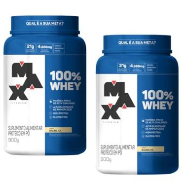 Imagem de Combo 02 Whey 100% Concentrado Max Titanium Pote 900g Max Titanium (900, Baunilha)