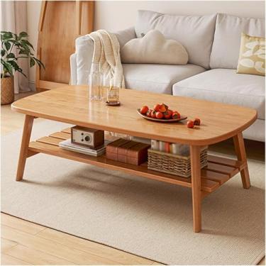 Imagem de Mesa De Centro Da Sala De Visitas, Tabela De Centro De Bambu Com Armazenamento Aberto, Prateleira Destacável, Para A Sala De Visitas, Apartamento, Conjunto Fácil, Brown, 120x50x45cm