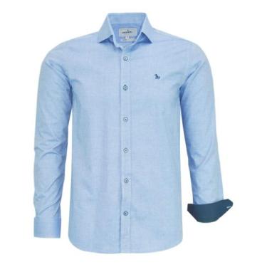 Imagem de Camisa Social Amil Masculina Slim Algodão Magnetado 1805, Azul bebê, 4