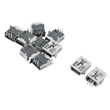 Imagem de uxcell 10 peças PC computador mini USB B tipo conector de 5 pinos PCB soquete
