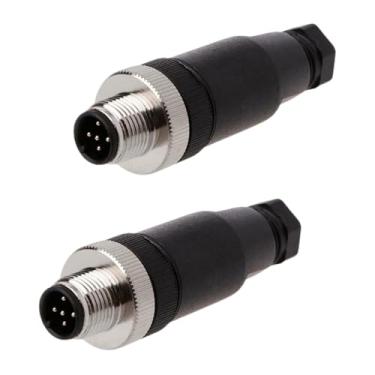 Imagem de 2 peças M12 conector macho de 5 pinos, código A de 12 mm, conector de aviação circular industrial IP67 à prova d'água, conjunto de campo, sensor com fio, adaptador de plugue de ângulo reto