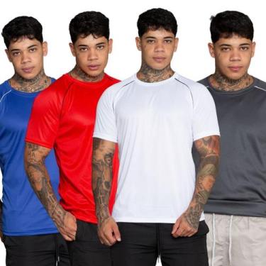 Imagem de Kit 4 Camiseta Esportiva Masculina Dry Fit - DMB MODA, Azl vrmlh brnc 