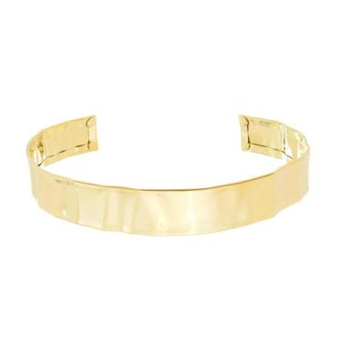 Imagem de Choker metal amassado folheada a ouro 18k kristy - PIUKA, Dourado, 6 M