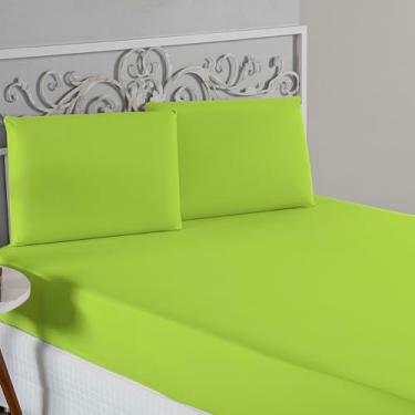 Imagem de Jogo De Lençol 100% Algodão Malha Toque Macio Com Elástico Jogo de Cama Casal Queen King 03 Peças (Pistache, King 3 Peças)