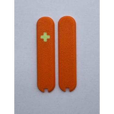 Imagem de Capas de substituição para balanças Victorinox cabos de plástico de 58 mm com pinças, compartimentos para palitos de dente e cruz brilhante (laranja)