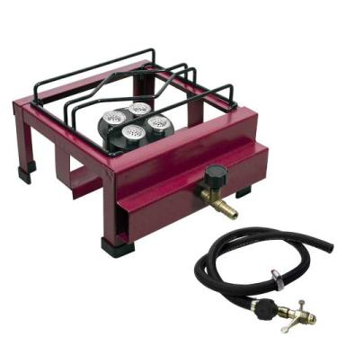 Imagem de Fogão Fogareiro 1 Boca Alta Pressão com Mangueira + Registro - ROA 