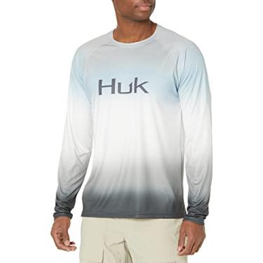 Imagem de HUK Camisa masculina padrão buscação manga longa desempenho pesca camisa flare raade-overcast cinza, pequena