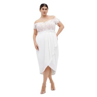 Imagem de City Chic Vestido feminino plus size - renda glamour midi, Marfim, 52