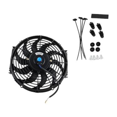 Imagem de UGPLM Peças sobresselentes elétricas dos jogos do conjunto do ventilador do desempenho do ventilador de refrigeração do radiador com acessórios dos kits de, 9 polegadas 12V80W