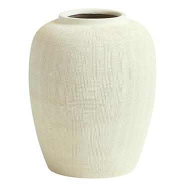 Imagem de Vaso de cerâmica Rhodes Vaso de flores bege de 25,4 cm - Decoração de casa premium grande para flores