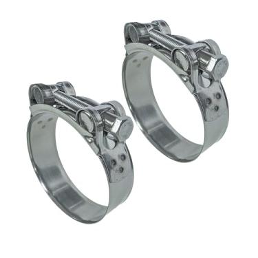 Imagem de Bekelan Braçadeiras de mangueira T-Bolt, braçadeira de tubo ajustável resistente de 74-79 mm, aço inoxidável 304 e faixa larga para braçadeira de exaustão de 7,6 cm (7,4-7,9 cm, pacote com 2)