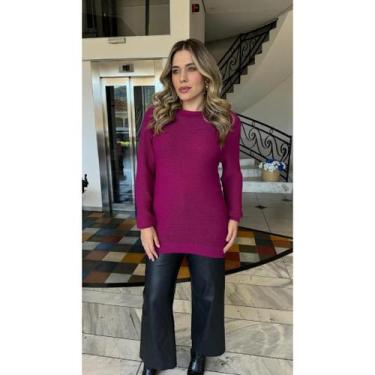 Imagem de Blusa Suéter Over Size De Inverno Manga Longa Básica Inverno Feminina 