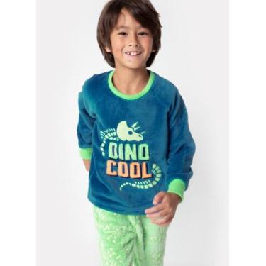 Imagem de Pijama Manga Longa Puket Soft Menino Dinossauro Fósseis Verde 1 a 6, V