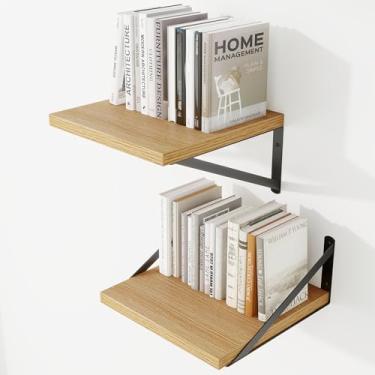 Imagem de Prateleiras de parede profundas 30 cm L x 30 cm P Prateleiras flutuantes de madeira projetada para parede, suporte de metal resistente, decoração de casa, armazenamento para sala de estar, quarto