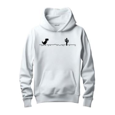 Imagem de Blusa de Frio Moletom Canguru Masculino Dinossauro - NoBrand, Branco, 