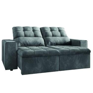 Imagem de Sofá Retrátil e Reclinável 3 Lugares 2,0m Veludo Malibu Selmer Cinza -