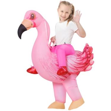 Imagem de COMIN Inflatable Flamingo Costume Kids Halloween Blow up Costumes for Boys Girls Funny Riding Air Costume for Party Cosplay 7-10Y (55")