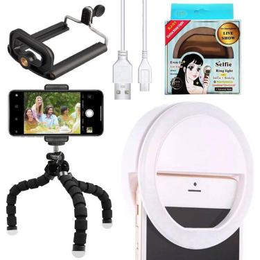 Imagem de Kit Acessório Youtuber Mini Tripé Suporte Celular Iluminação