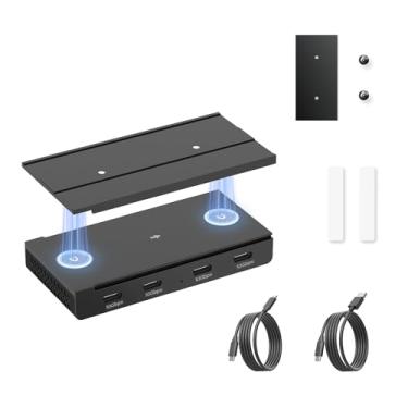 Imagem de EJAY Hub USB-C magnético de 10 Gbps, transferência de dados USB 3.2 Gen2 com 4 portas, inclui 2 pacotes de trilho deslizante, parafusos e almofadas adesivas para MacBook Laptop PC