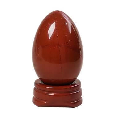 Imagem de Casaper Natural Red Jasper Egg with Crystal Stand, Polished Stone Healing Figurine, 1.7" Decorative Sculpture for Home Office Yoga Meditation