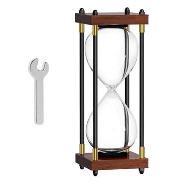 Imagem de Ampulheta vazia preenchível, moldura de madeira preta, temporizador de areia DIY, conjunto de ampulheta de areia grande de 25 cm para cerimônia de casamento, sem relógio de areia, vidro de hora antiga