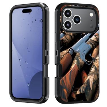 Imagem de FVAENDHIO Capa protetora para celular 17 Pro Max, resistente 3 em 1, híbrida, à prova de choque, à prova de choque, capa protetora para celular 17 Pro Max de 6,9 polegadas, isca de caçada e espingarda