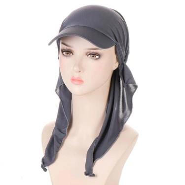 Imagem de Boné Hijab Interno de Modal Macio - Turbante para Mulheres, Cinza