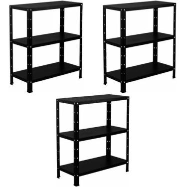 Imagem de 3 Estantes Armário De Aço Multiuso 60cm Resistente 3 Bandejas Para Loj