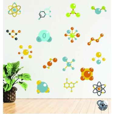 Imagem de Adesivo De Parede Moléculas - Átomos - Elementos Quimicos - Colakoala 