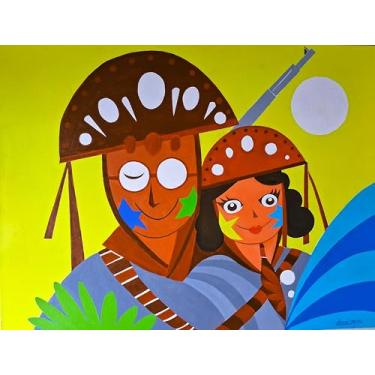 Imagem de Quadro Artístico Lampião e Maria Bonita, 60x80 cm, Acrílica sobre Tela, Estilo New Pop Art, por Ailton Teodoro