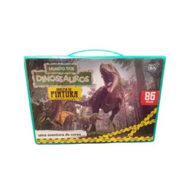 Imagem de Maleta Estojo Pintura Escolar Dinossauro 86 Peças Canetinhas - Fun Gam