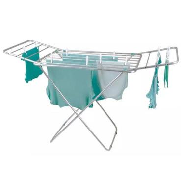 Imagem de Varal Roupas De Chão Alumínio com abas MOR, Prata