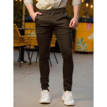 Imagem de Calça Alfaiataria Masculina Skinny Sarja Premium Elegante Moderna Conf