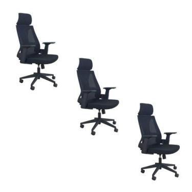 Imagem de Kit 3 Cadeiras Presidente Oficial Comfort Elite - Oficial Webshop