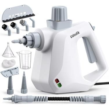 Imagem de Limpador portátil a vapor para casa, vaporizador para limpeza, limpadores a vapor portáteis multiuso use com trava de segurança e 10 kits de acessórios para remover sujeira, graxa, mais (branco