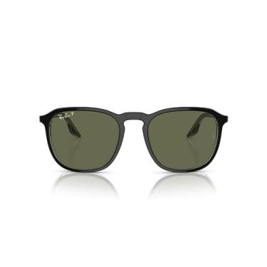 Imagem de Ray-Ban Óculos de sol quadrados femininos RB2203F, Preto em transparente/verde polarizado, 55 mm