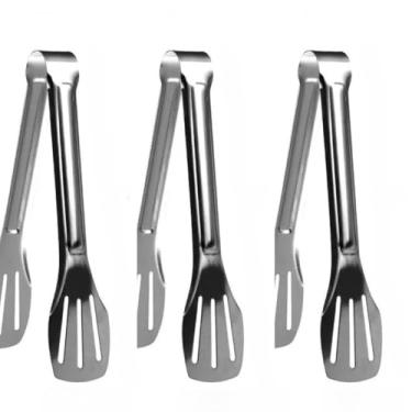 Imagem de Pegador Multiuso para Salada, Pães, Macarrão e Churrasco, Pinça Cozinha e Culinária, Inox Profissional Longo(3Pcs - 9 polegadas)