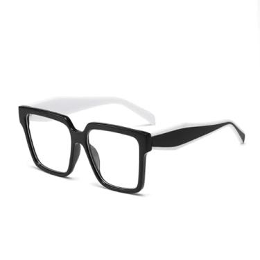 Imagem de VFDHN Armação de óculos grande com lentes para homens e mulheres (preto e branco)