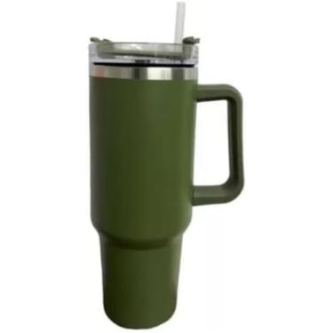 Imagem de Copo Térmico Verde 1,2L com Tampa e Canudo Aço Inox 304, Mantém Bebidas Geladas 24h Livre de BPA Ideal para Academia escritórios Viagens