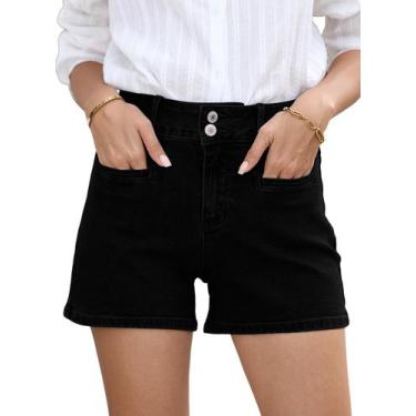 Imagem de Shorts Sidefeel Summer, casuais, de cintura alta, elásticos, pretos 8
