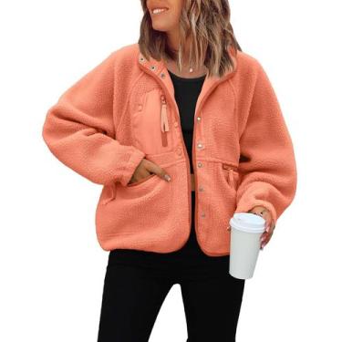Imagem de Jaqueta feminina ReachMe Sherpa Fuzzy Fleece, laranja de inverno