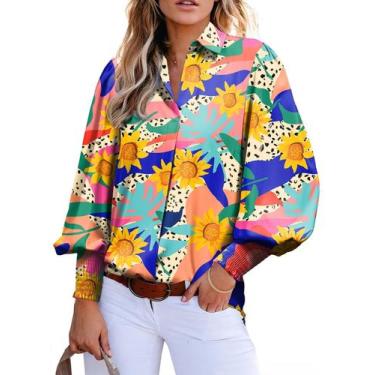 Imagem de Blusa elegante de tamanho grande com estampa boho paisley feminina com