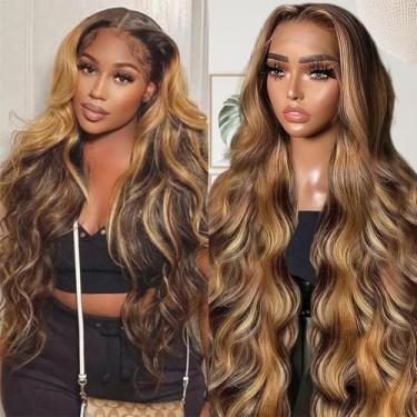 Imagem de Peruca frontal de renda Sunelk Honey Blonde Ombre Human Hair 70cm