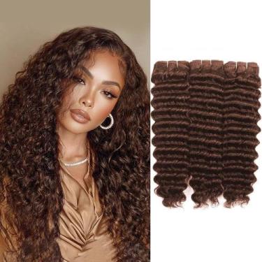 Imagem de Pacotes de cabelo ALLRUN Deep Wave Brown Brazilian Curly 50-75cm