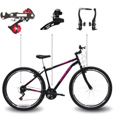 Imagem de Bicicleta Aro 29 Saidx 21 Vel Quadro Aço Carbono Freio V-Brake Garfo Rígido Aro Aero (Rosa)