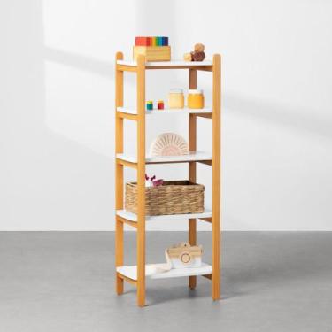 Imagem de Estante Mary Branco com Amêndoa - 112cm - Abra Casa